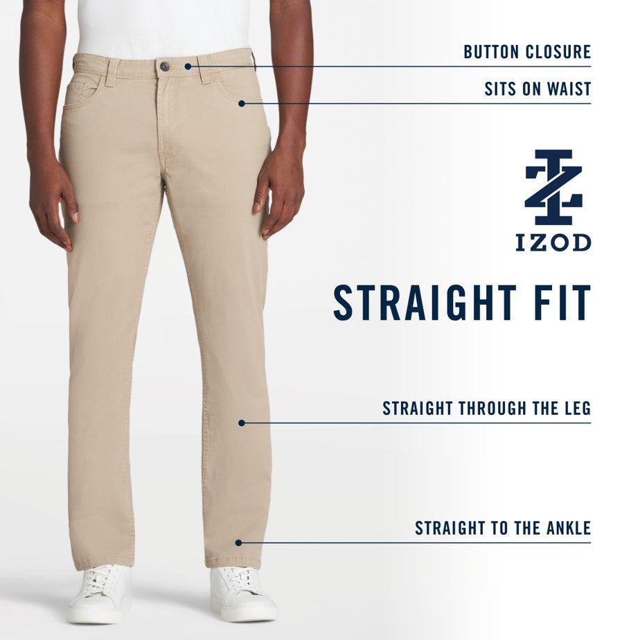 Izod Saltwater 5-Pocket Straight Fit Chino Pant - Cognac