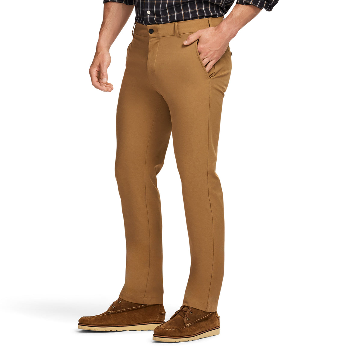 Izod Traveler Flat Front Chino - Cognac Hthr