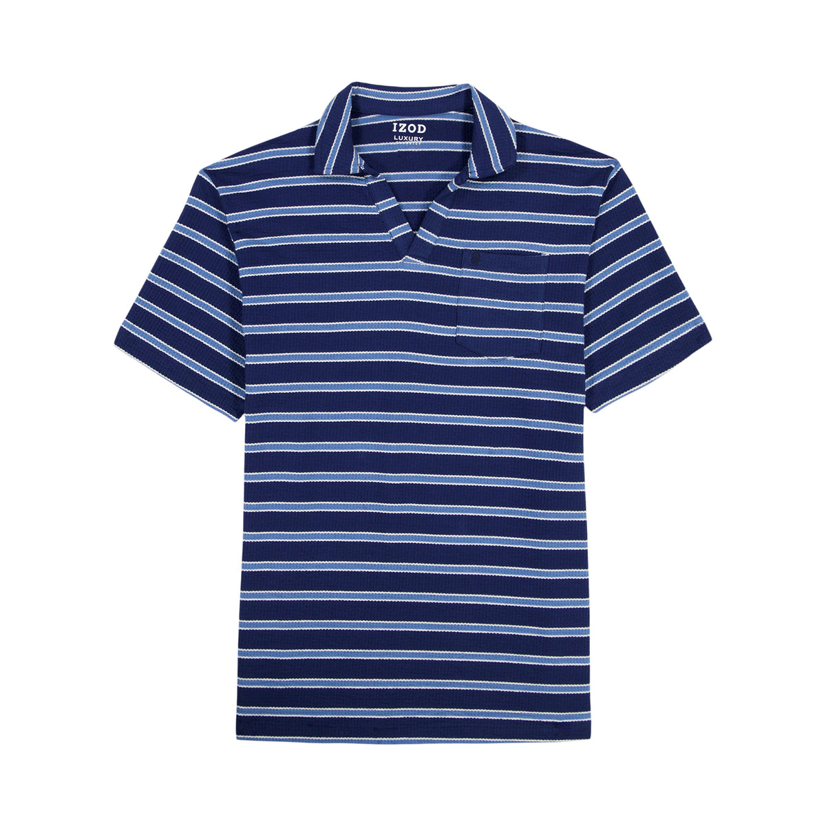 Izod Johnny Collar Textured Knit Polo - Medieval Blue