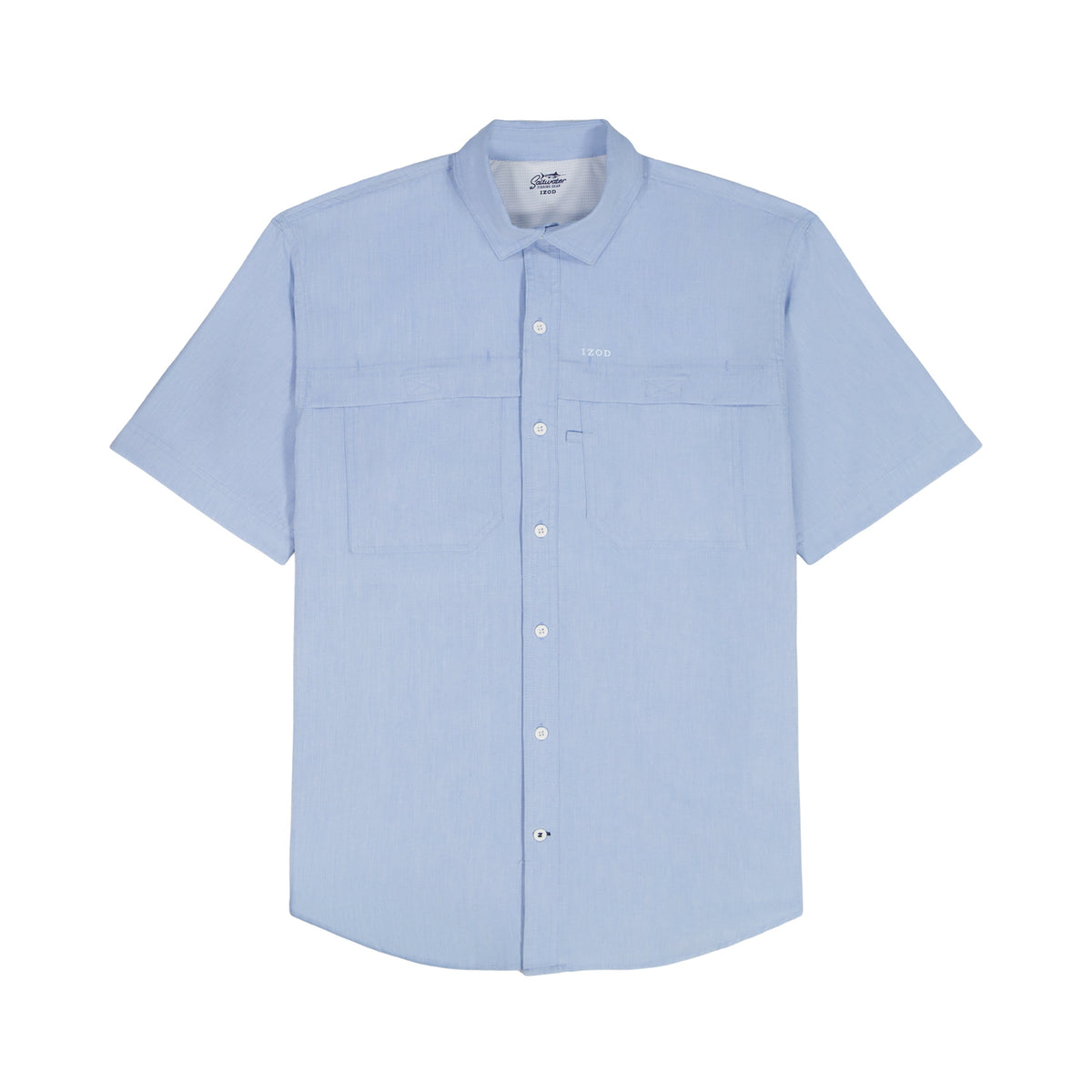 Izod SUNSHIELD PERFORMANCE S/S BUTTON-DOWN SHIRT - CHAMBRAY BLUE