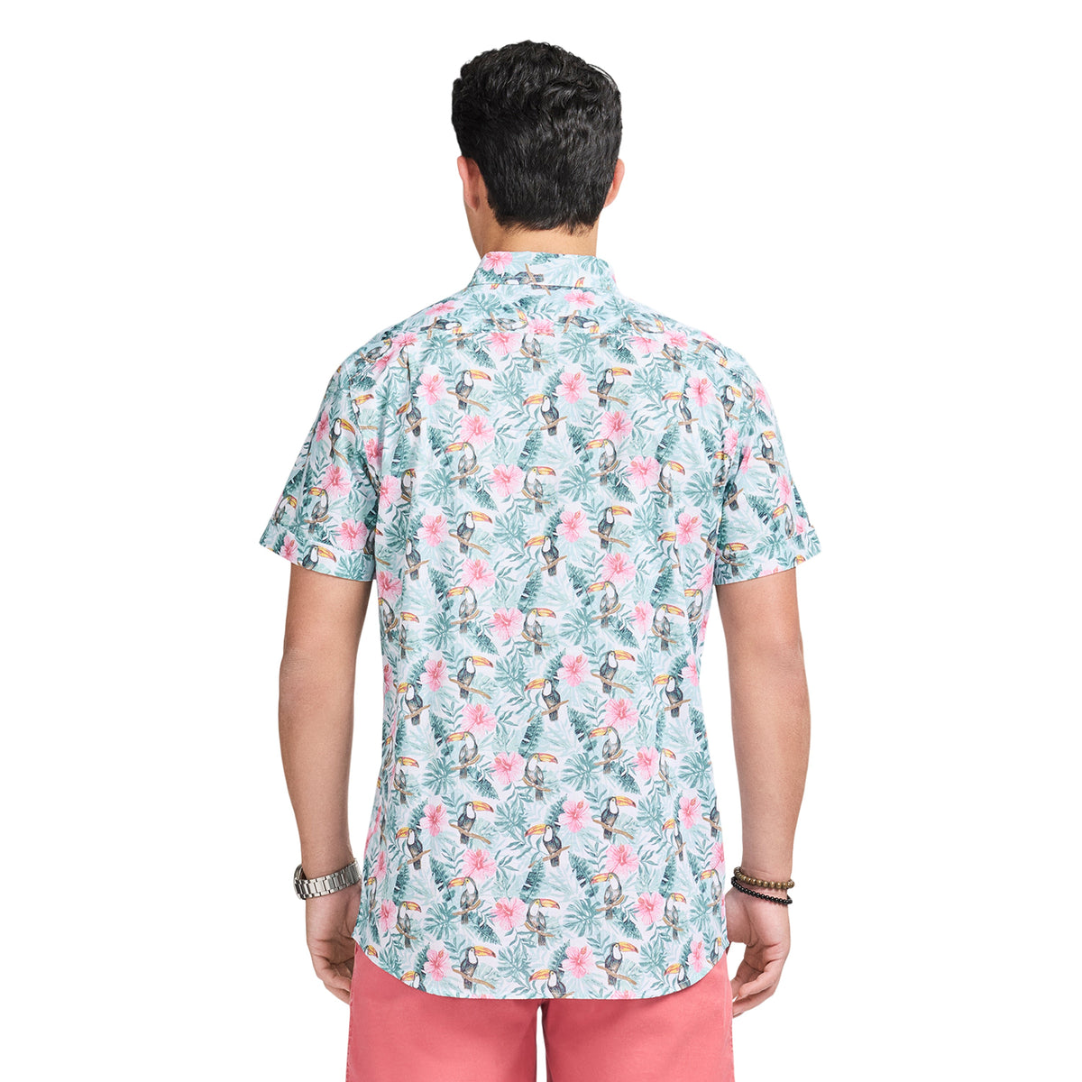 Izod DOCKSIDE CHAMBRAY S/S PRINTED SHIRT - TEAL