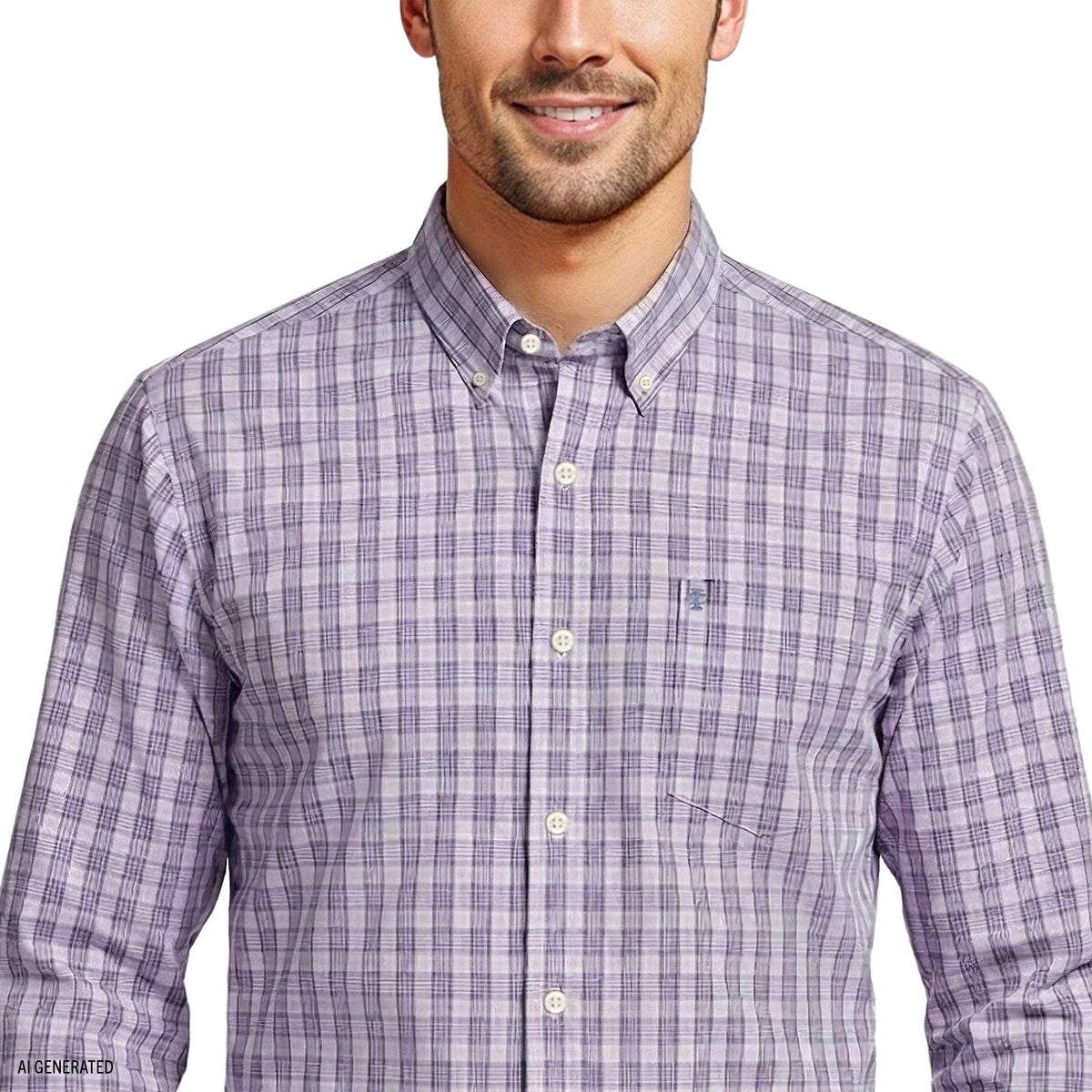 Izod Performance Comfort L/S Plaid Shirt - English Lavender