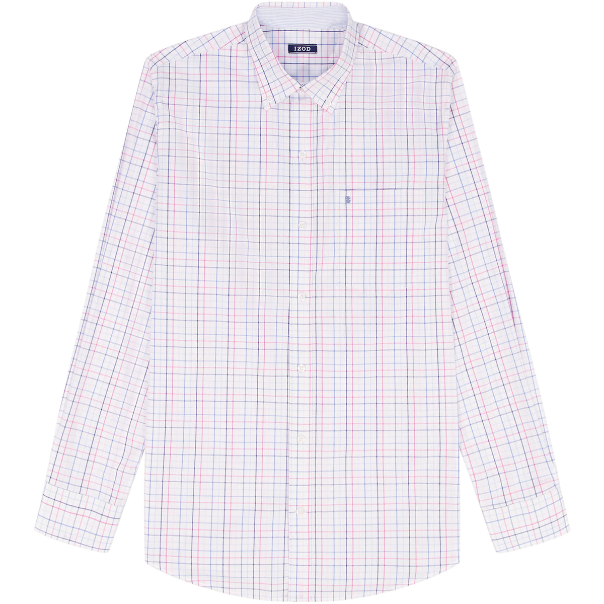 Izod Performance Comfort L/S Plaid Shirt - Fandango Pink