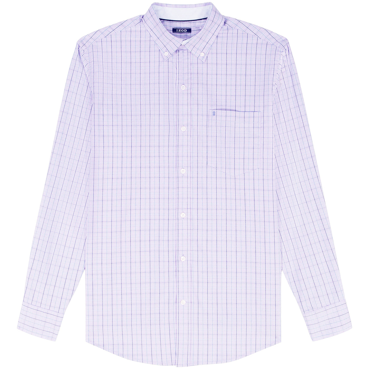 Izod Performance Comfort L/S Plaid Shirt - Pastel Lilac