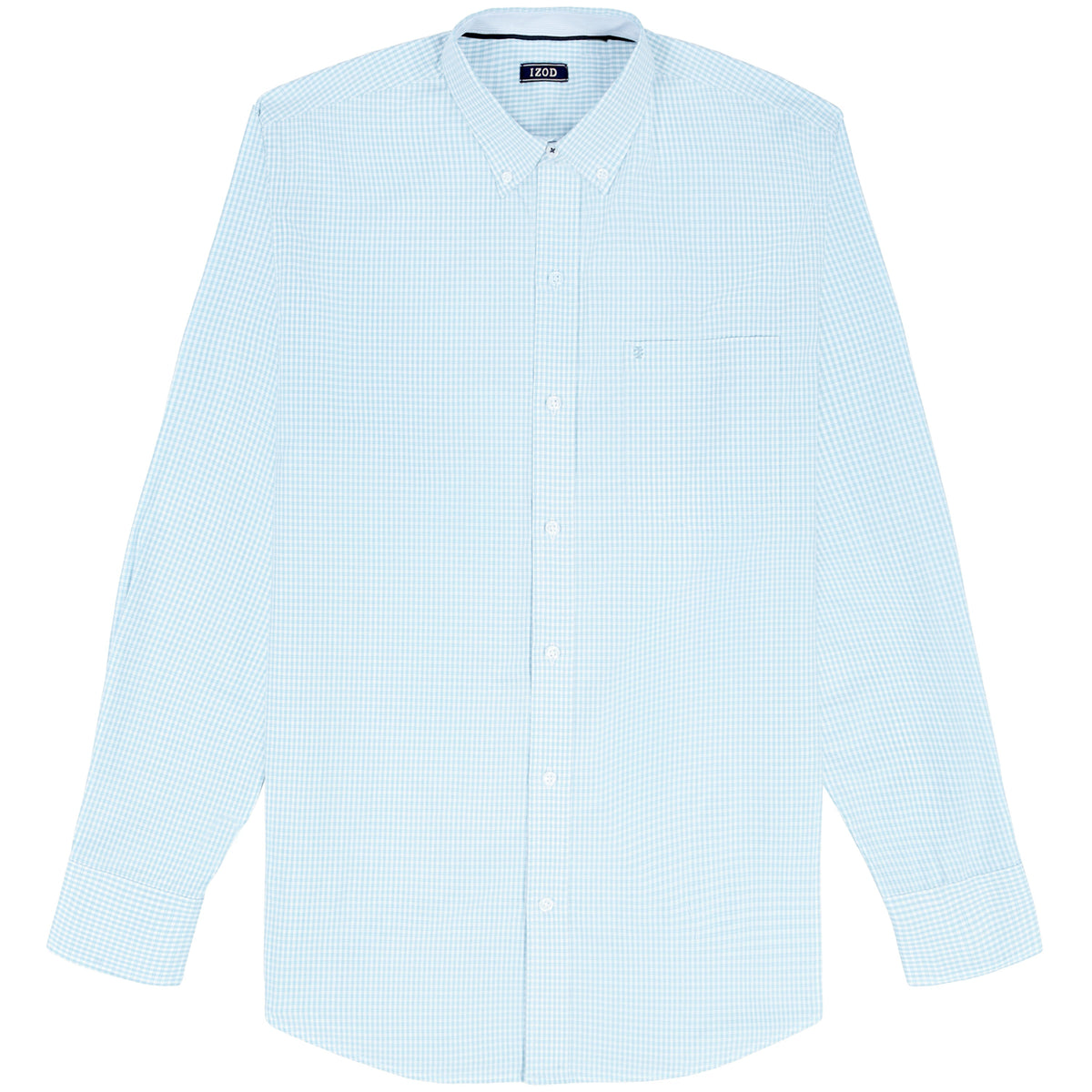 Izod Performance Comfort L/S Plaid Shirt - Milky Blue