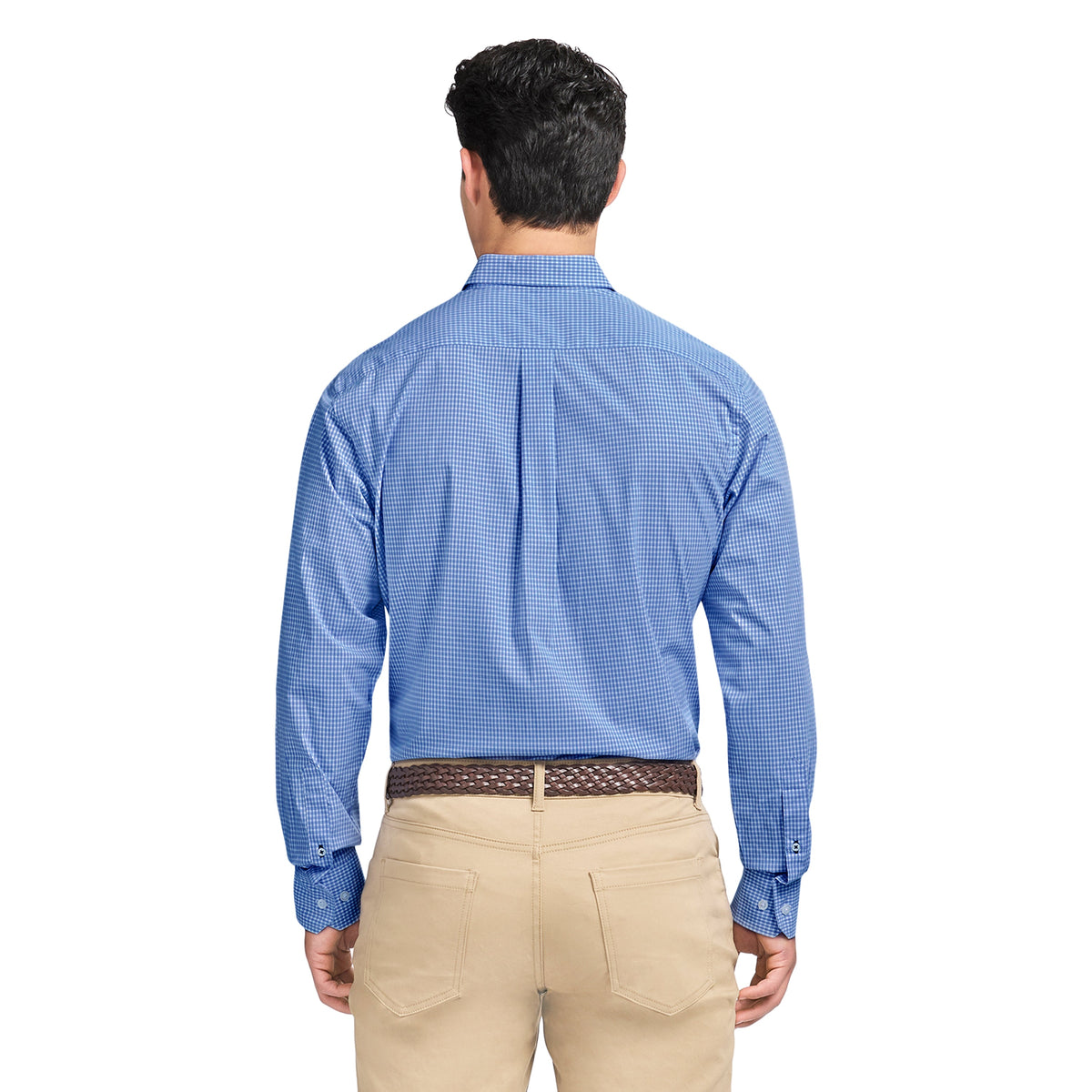 Izod Performance Comfort L/S Plaid Shirt - Cornflower Blue