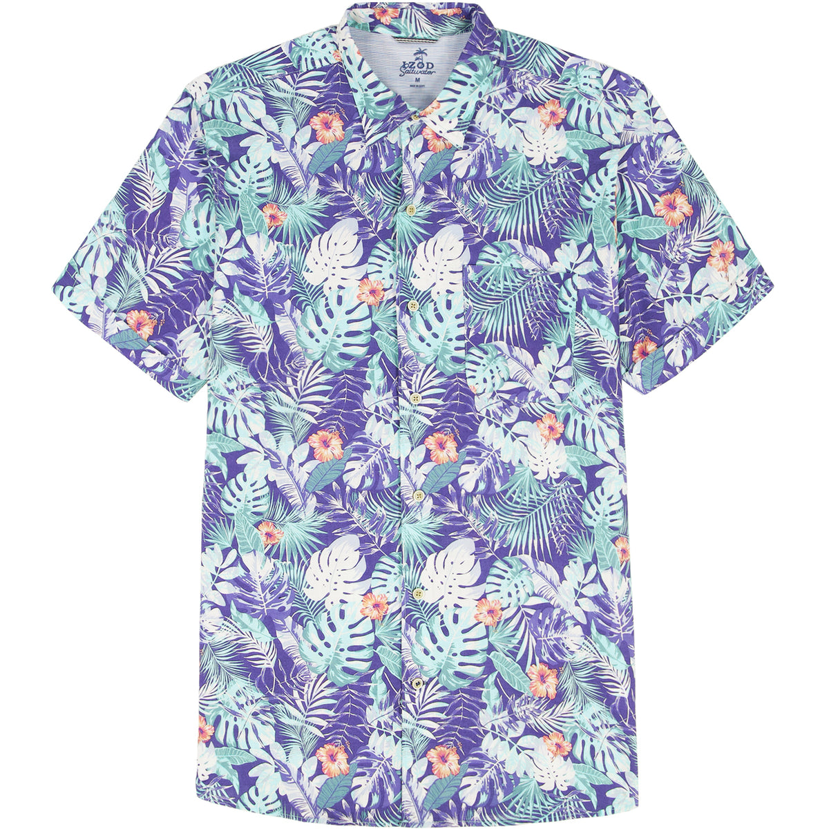 Izod DOCKSIDE CHAMBRAY S/S PRINTED SHIRT - TWILIGHT BLUE