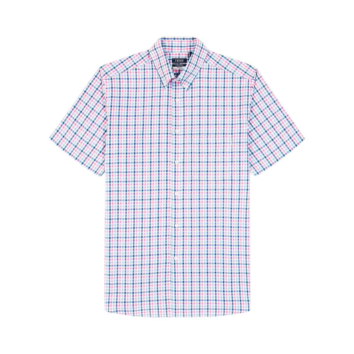Izod Ss Reg Bd Plaid - Phlox Pink