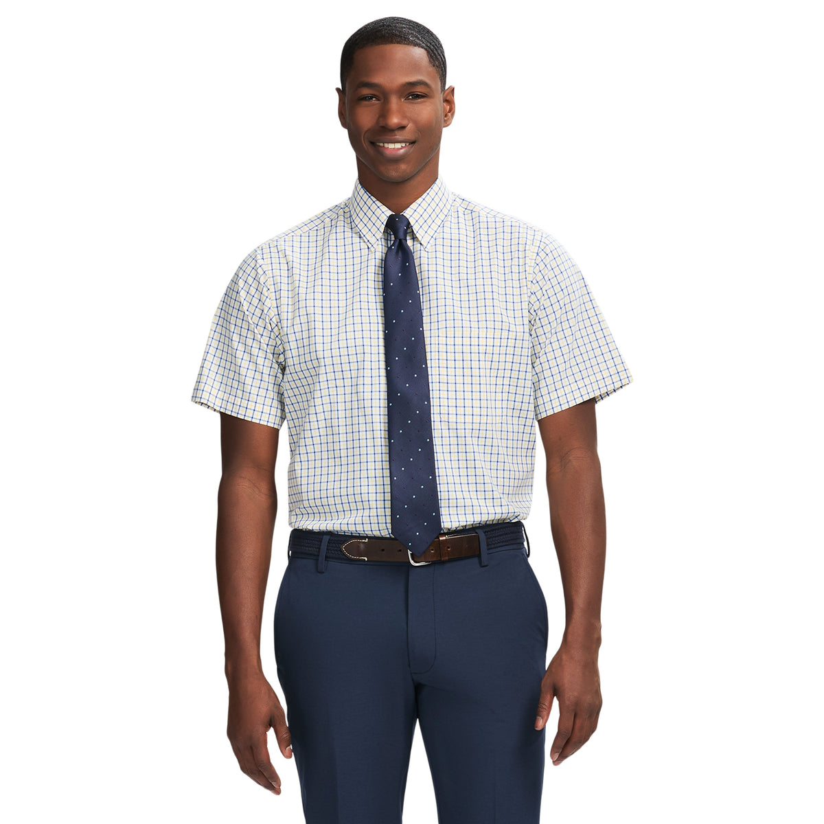 Izod Ss Reg Bd Plaid - Lemon Drop