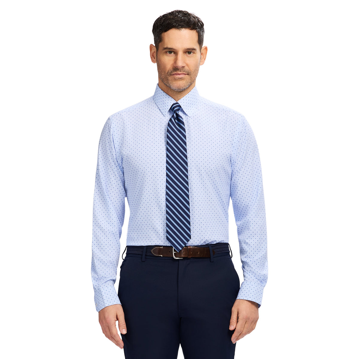 Izod Ls Prt Super Stretch - Th Light Blue