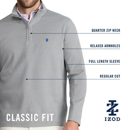 Izod Performance Comfort Striped Quarter Zip - Blue