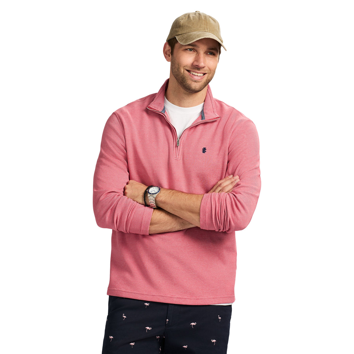 Izod PERFORMANCE COMFORT QUARTER ZIP - HOLLY BERRY