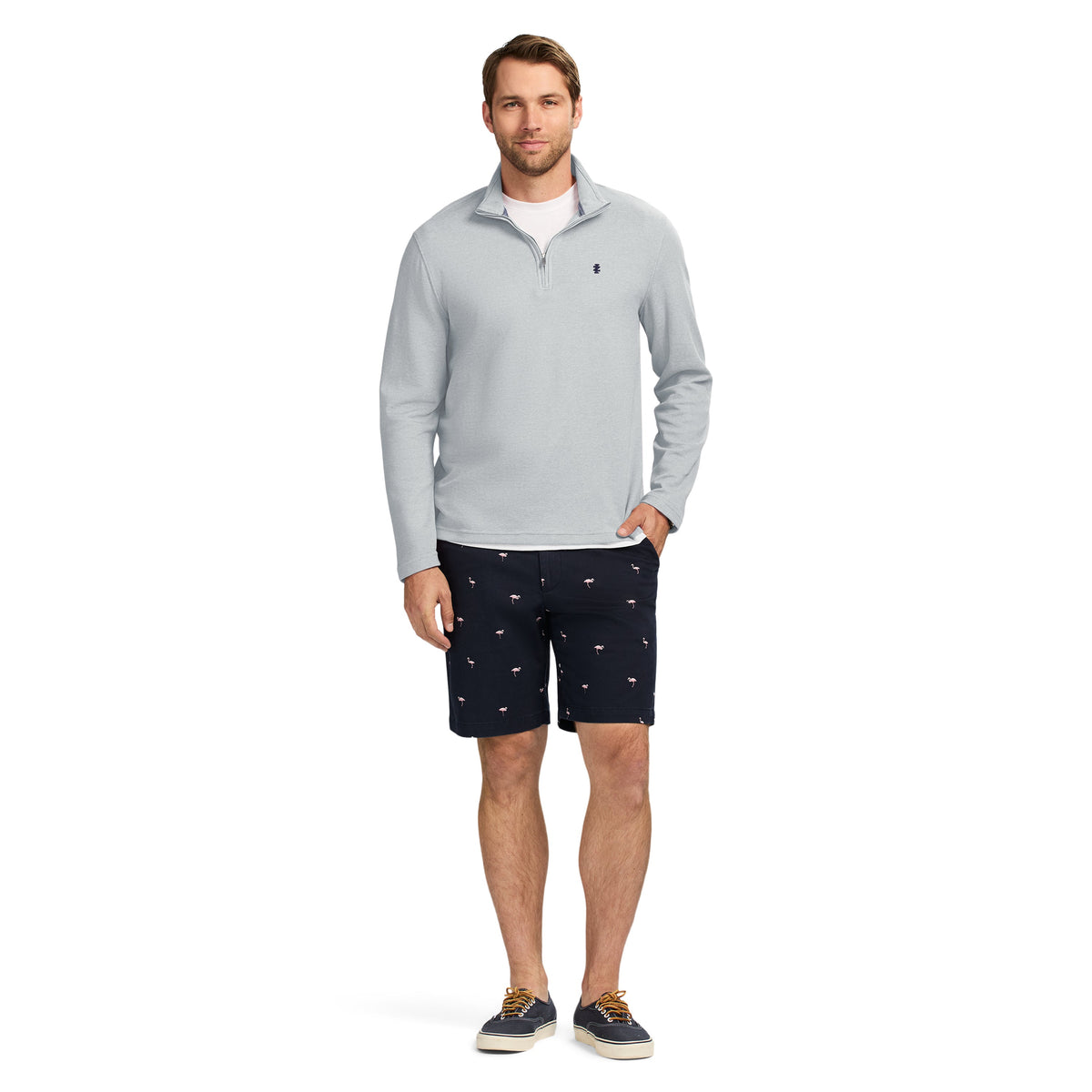 Izod PERFORMANCE COMFORT QUARTER ZIP - SMOKED PEARL
