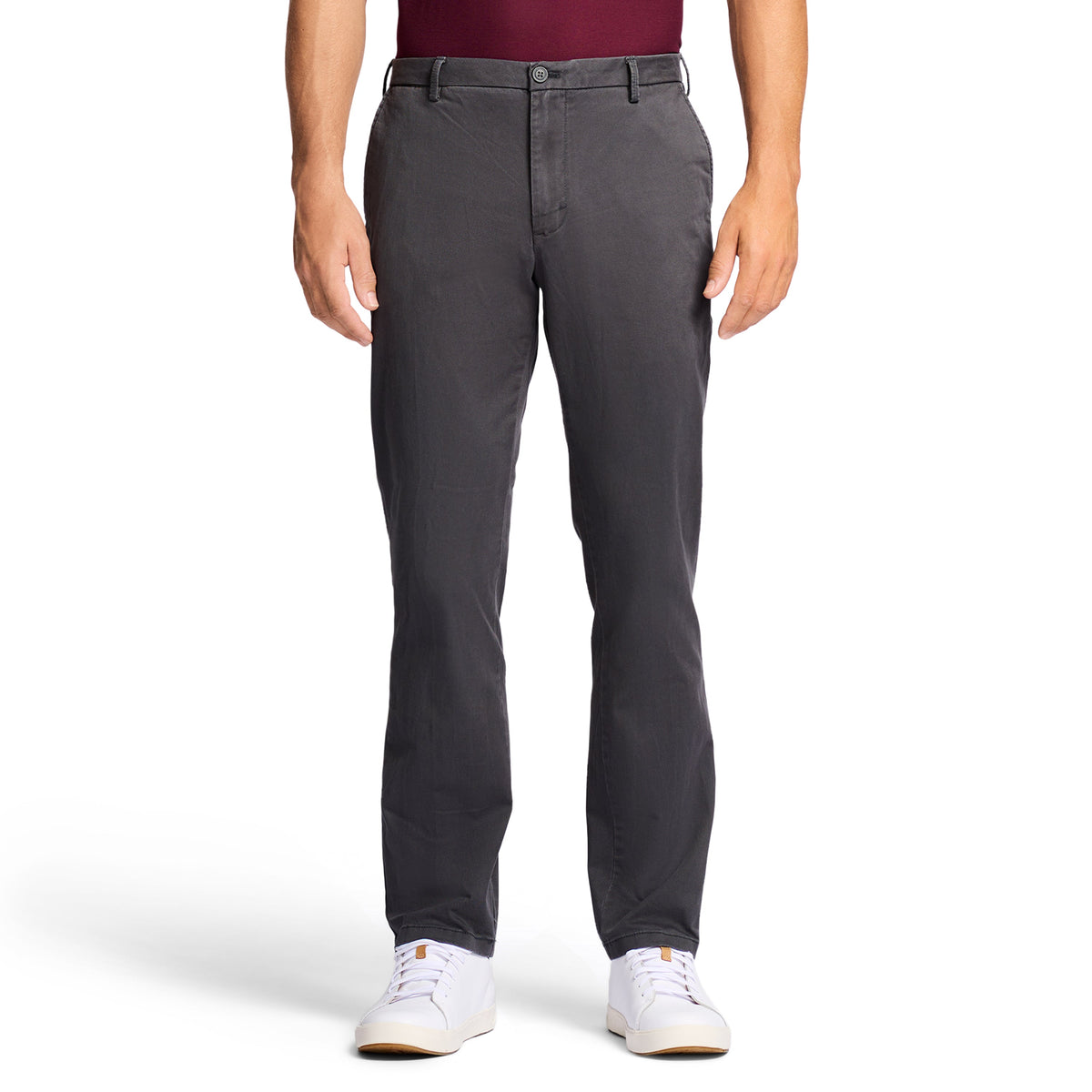 Izod Saltwater Stretch Flat-Front Straight Fit Chino Pant - Asphalt