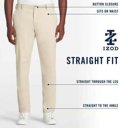 Izod Saltwater Stretch Flat-Front Straight Fit Chino Pant - Silver Birch