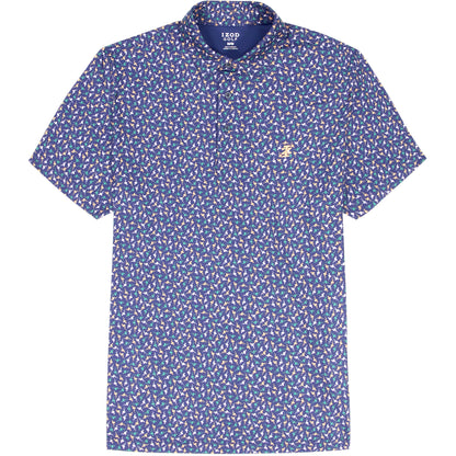 Izod BIG & TALL GOLF SWINGFLEX ELITE PRINTED POLO - MEDIEVAL BLUE