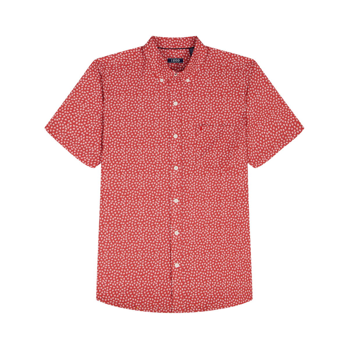 Izod BIG & TALL BREEZE S/S PRINTED BUTTON-DOWN SHIRT - SALTWATER RED