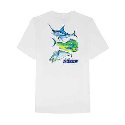 Izod BIG & TALL SALTWATER FISHING GEAR S/S GRAPHIC TEE - BRIGHT WHITE