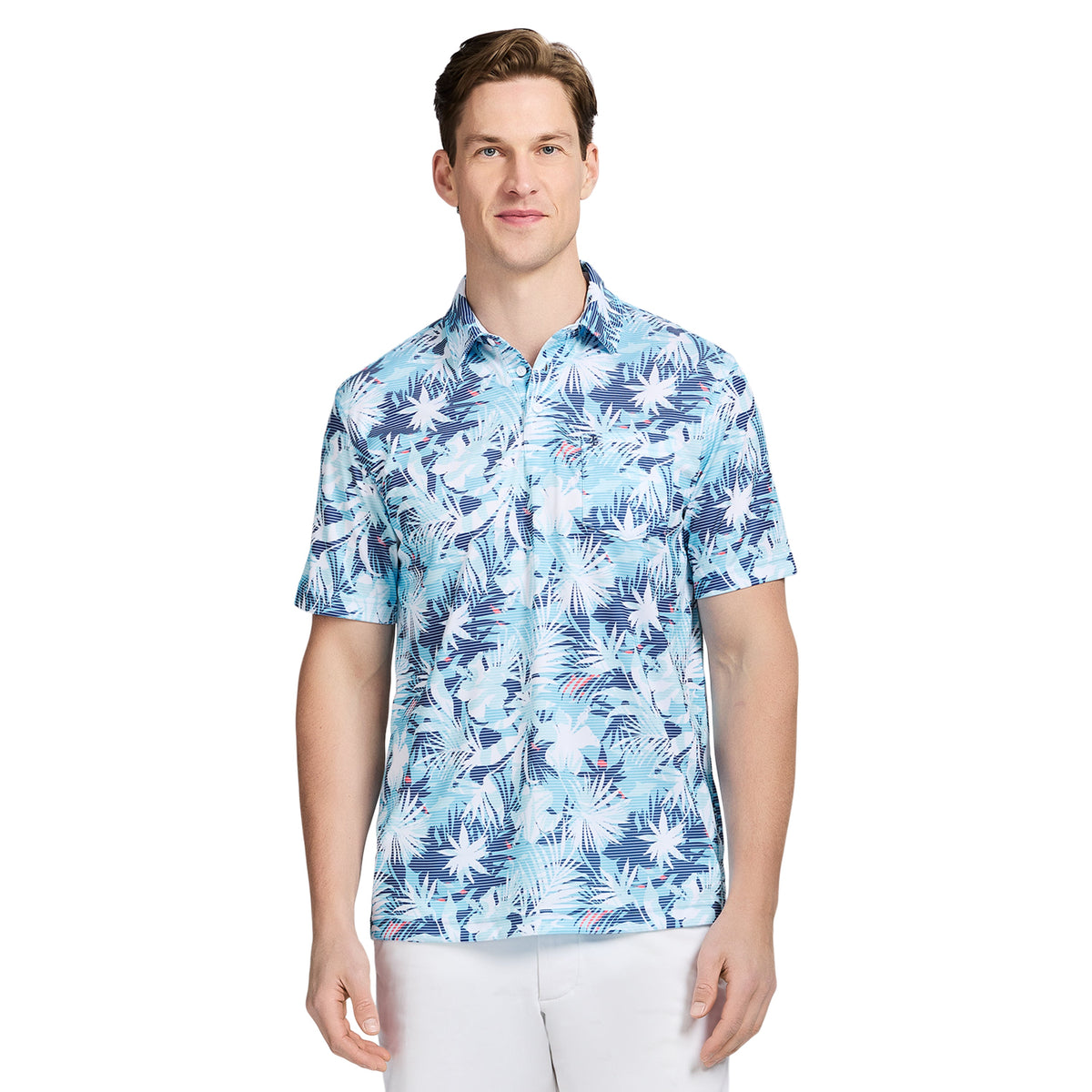 Izod SUNSHIELD PERFORMANCE S/S PRINTED POLO - AQUARIUS