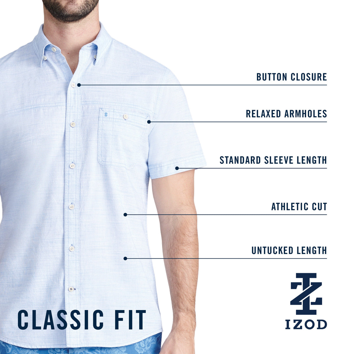 Izod Dockside Solid Chambray Short Sleeve Button Down Shirt - Cantaloupe