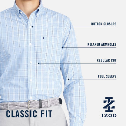 Izod Performance Comfort L/S Plaid Shirt - Biking Red