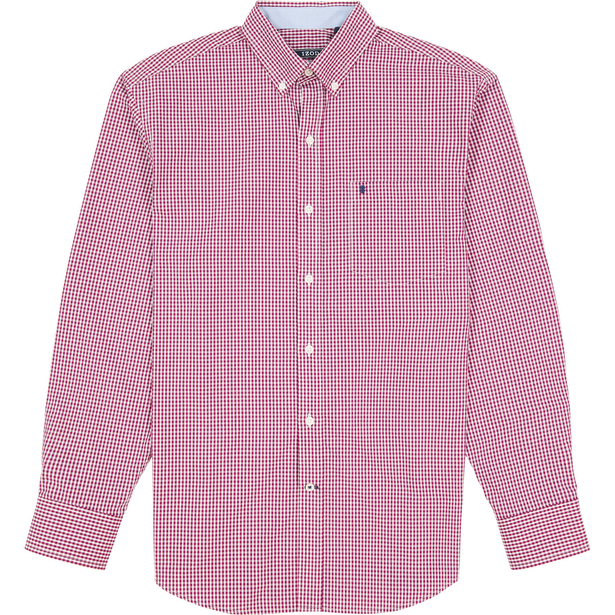 Izod Performance Comfort L/S Gingham Shirt - Biking Red