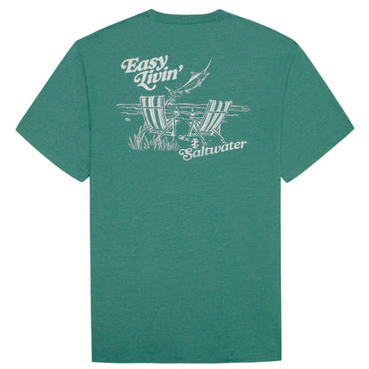Izod BIG & TALL SALTWATER SHORT SLEEVE GRAPHIC TEE - SMOKE PINE