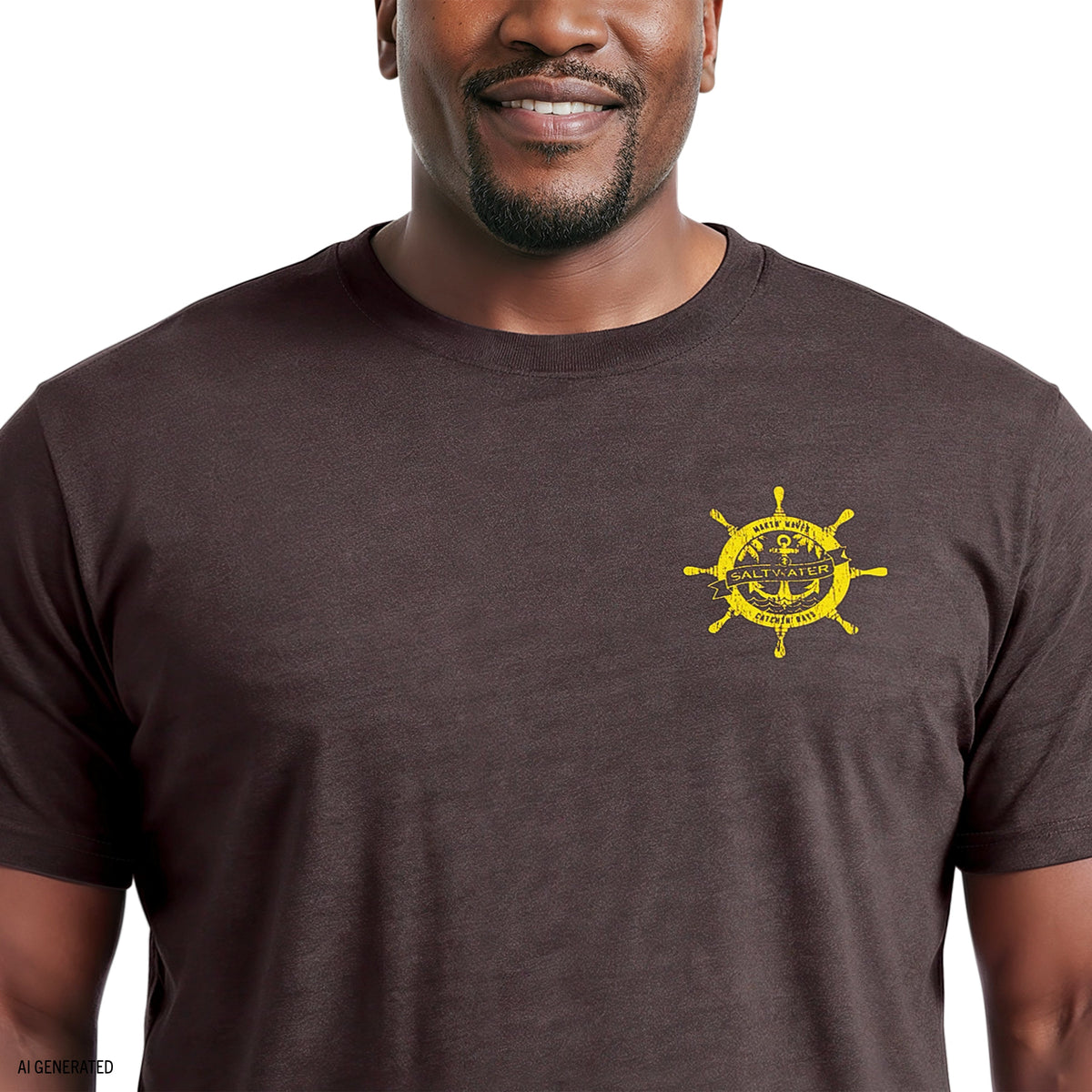 Izod BIG & TALL SALTWATER SHORT SLEEVE GRAPHIC TEE - BLACK COFFEE