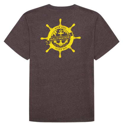 Izod BIG & TALL SALTWATER SHORT SLEEVE GRAPHIC TEE - BLACK COFFEE