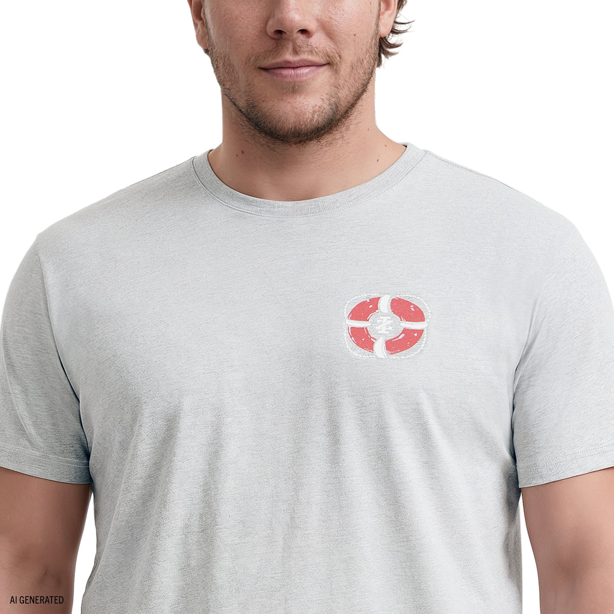 Izod BIG & TALL SALTWATER SHORT SLEEVE GRAPHIC TEE - HARBOR MIST