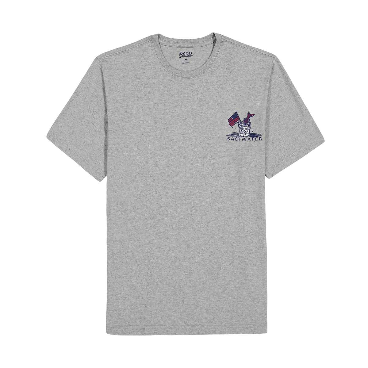 Izod BIG & TALL SALTWATER SHORT SLEEVE GRAPHIC TEE - LT GREY HTHR