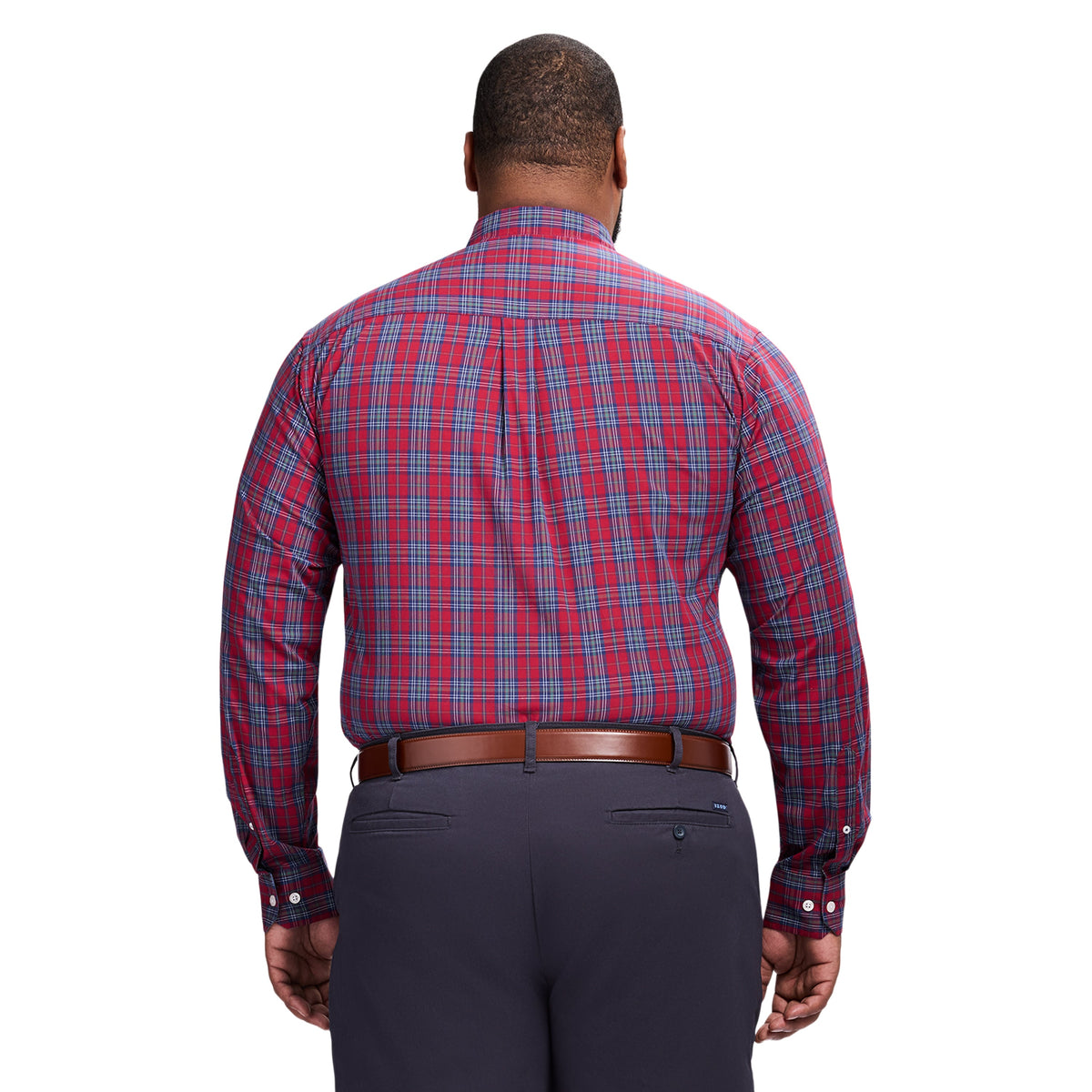 Izod Big & Tall Holiday Tartan Long Sleeve Button Down Shirt - Red Dahlia