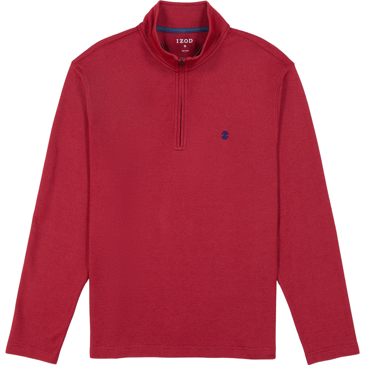 Izod Big & Tall Performance Comfort Striped Quarter Zip - Tomato
