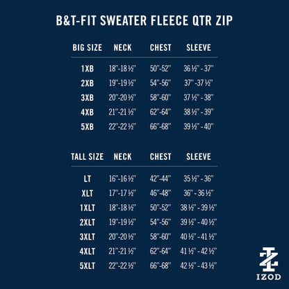 Izod Big & Tall Thermasoft Sweater Fleece Quarter Zip - Black