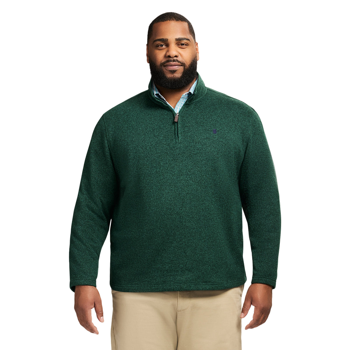 Izod Big & Tall Thermasoft Sweater Fleece Quarter Zip - Rain Forest