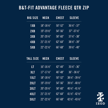 Izod Big & Tall Advantage Performance Quarter Zip Fleece - Camel Hthr