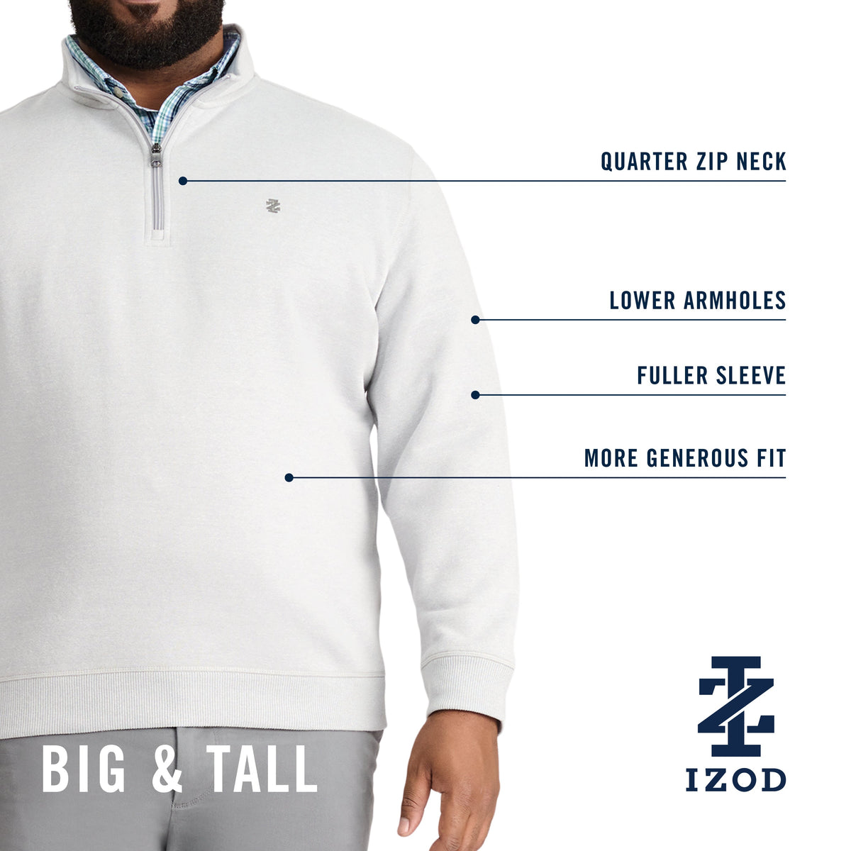 Izod Big & Tall Advantage Performance Quarter Zip Fleece - Velvet Maroon