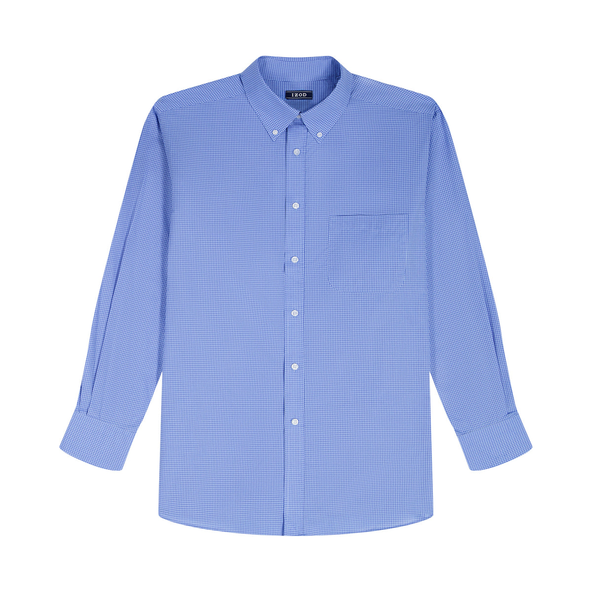 Izod BIG & TALL ALL-OVER STRETCH L/S PLAID BUTTON-DOWN DRESS SHIRT - BLUE B