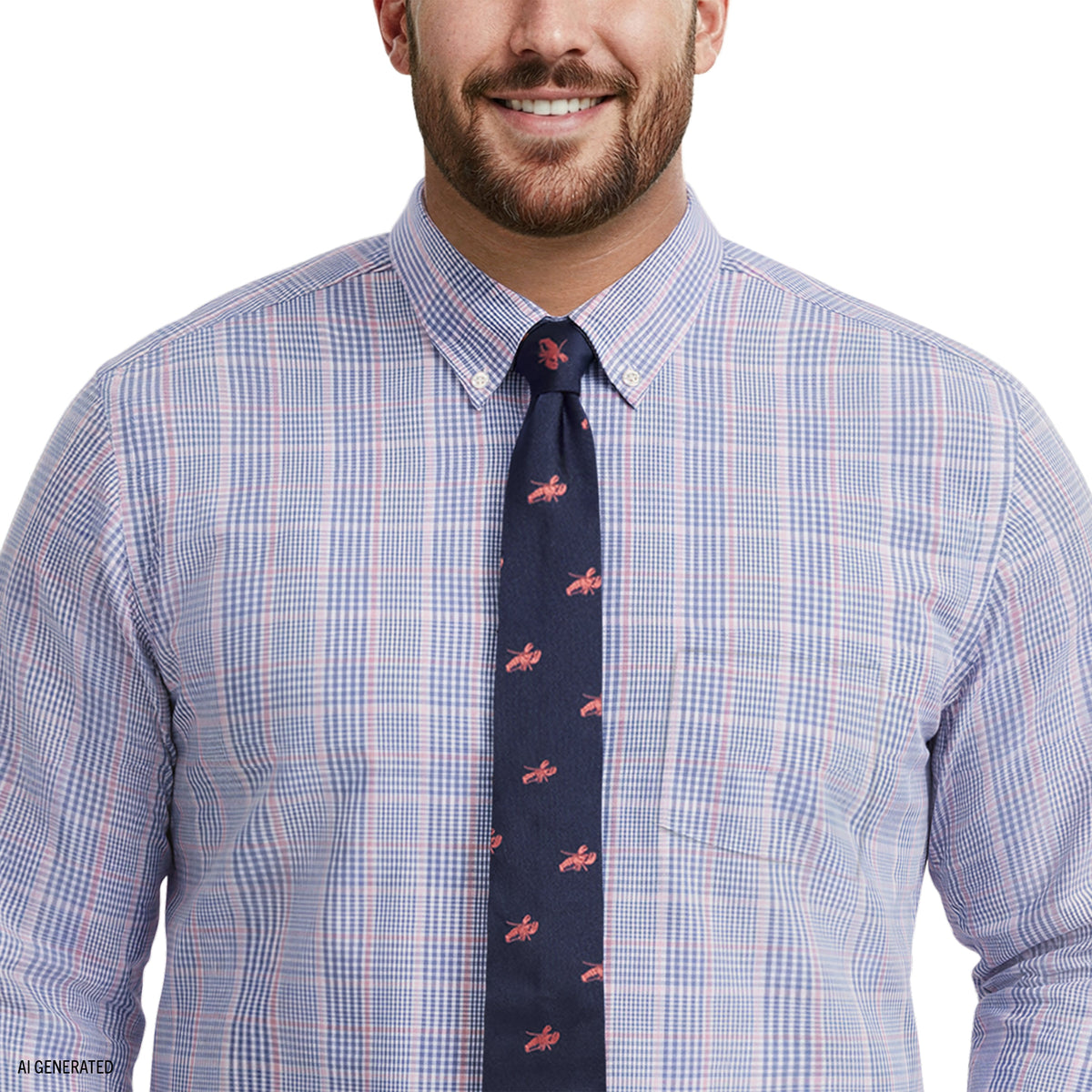 Izod BIG & TALL ALL-OVER STRETCH L/S PLAID BUTTON-DOWN DRESS SHIRT - ULTRAM