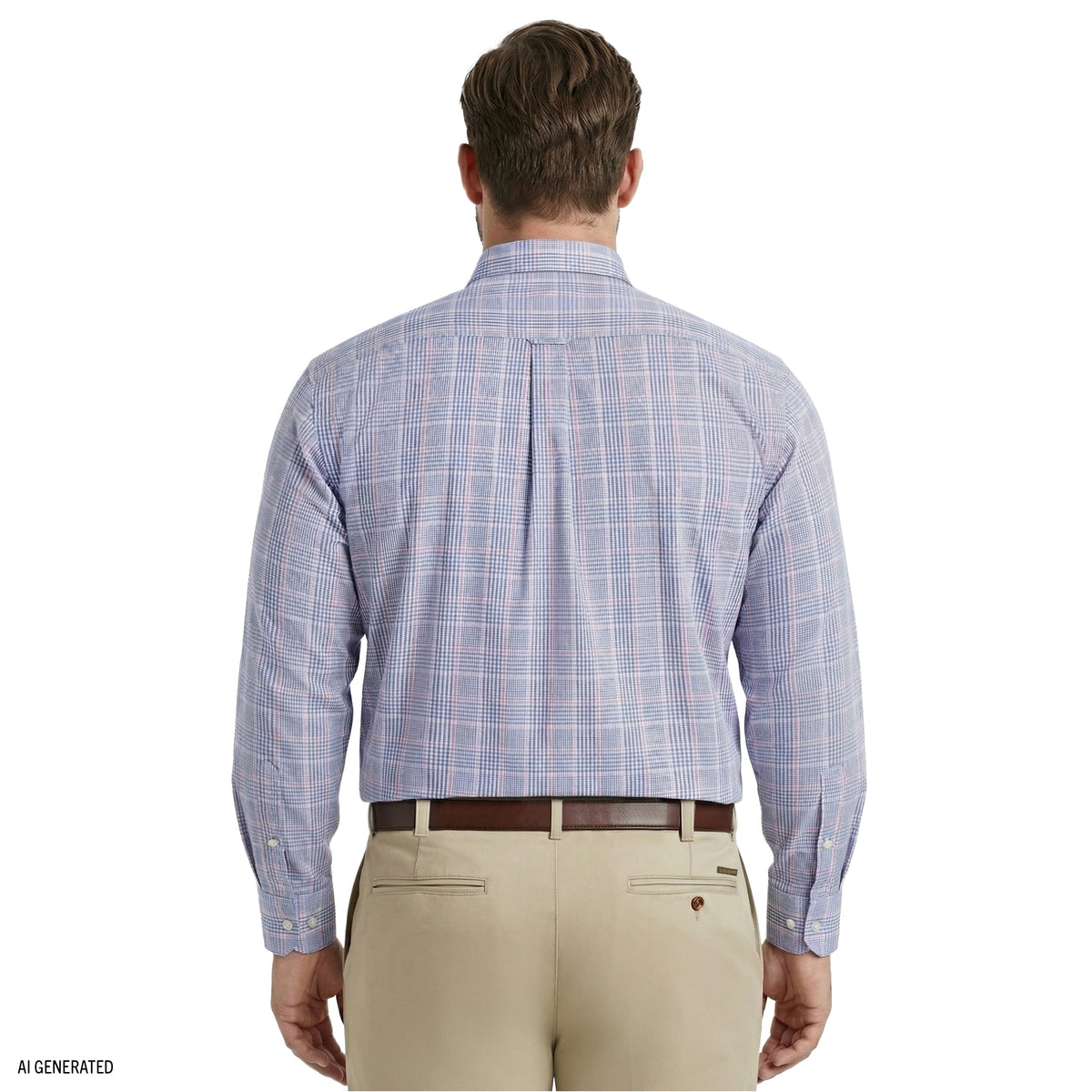 Izod BIG & TALL ALL-OVER STRETCH L/S PLAID BUTTON-DOWN DRESS SHIRT - ULTRAM