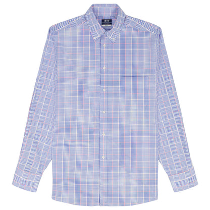 Izod BIG & TALL ALL-OVER STRETCH L/S PLAID BUTTON-DOWN DRESS SHIRT - ULTRAM