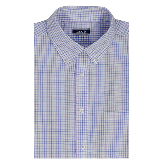 Izod BIG & TALL ALL-OVER STRETCH L/S PLAID BUTTON-DOWN DRESS SHIRT - DAHLIA