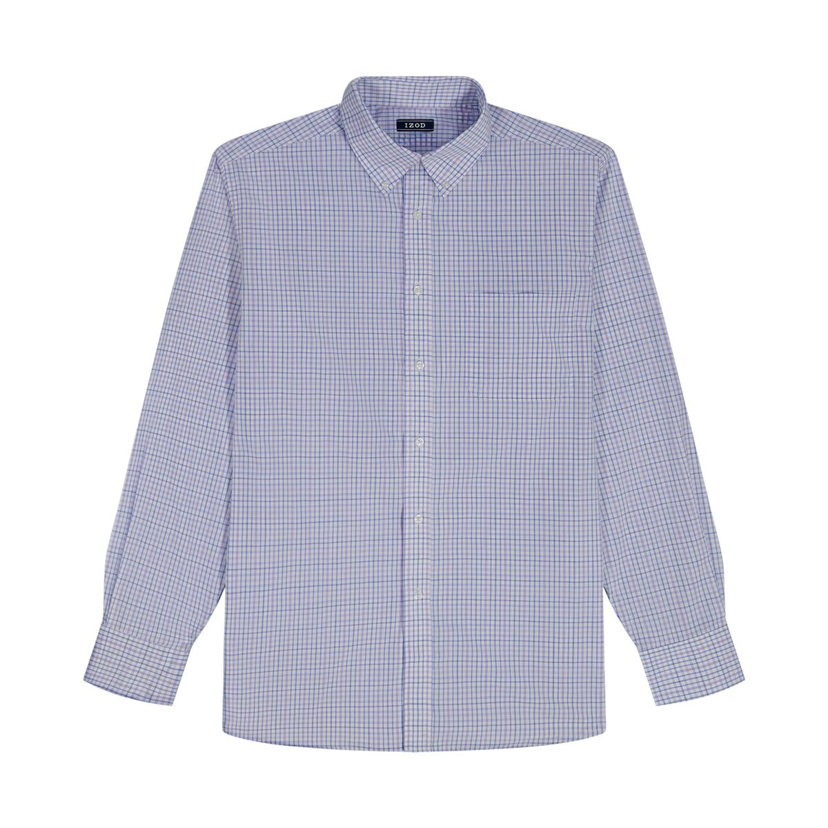 Izod BIG & TALL ALL-OVER STRETCH L/S PLAID BUTTON-DOWN DRESS SHIRT - DAHLIA