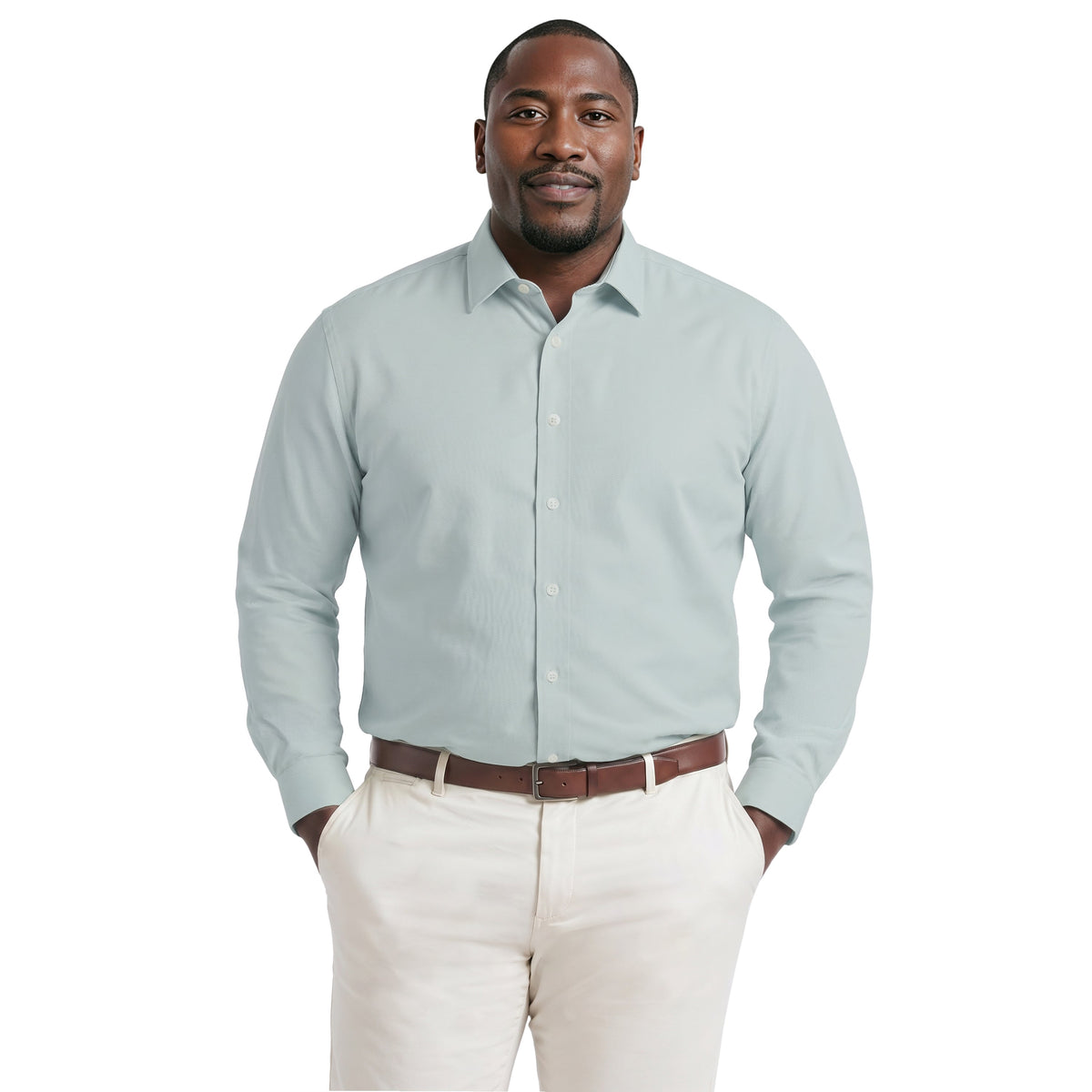 Izod BIG & TALL ROYAL TEXTURE L/S BUTTON-DOWN DRESS SHIRT - HARBOR GRAY