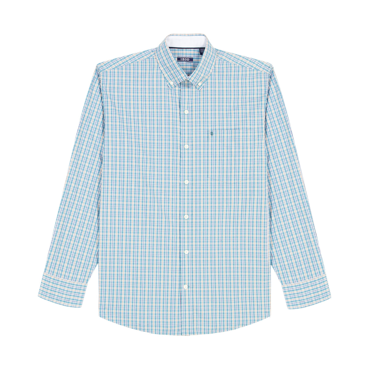 Izod Big & Tall Performance Comfort L/S Plaid Shirt - Larkspur