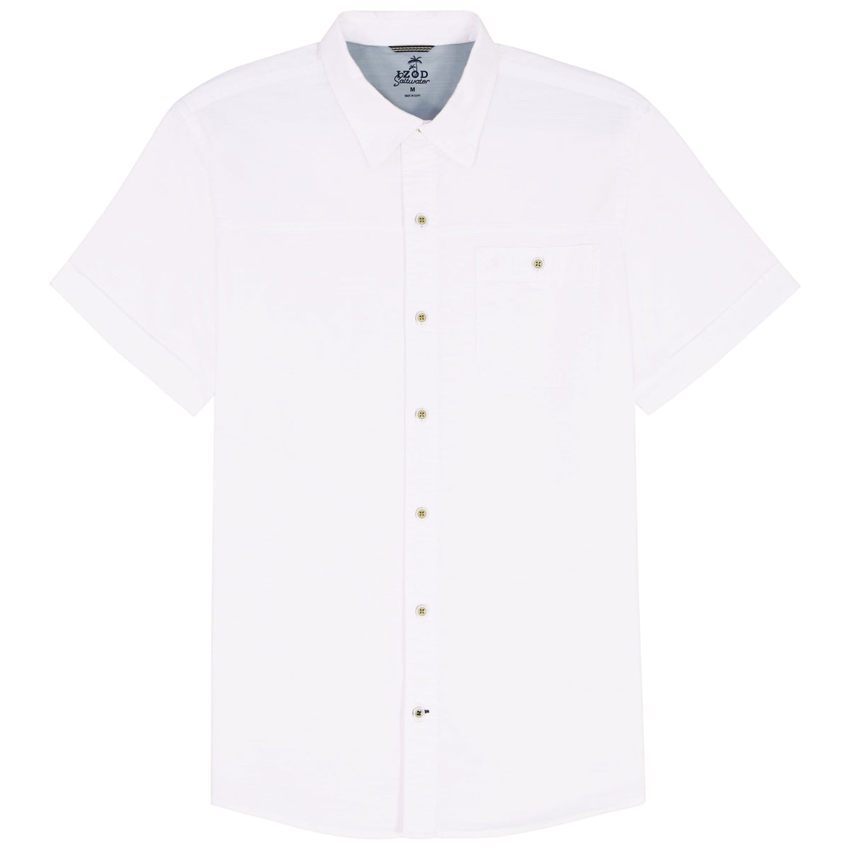 Izod BIG & TALL DOCKSIDE CHAMBRAY S/S BUTTON-DOWN SHIRT - BRIGHT WHITE