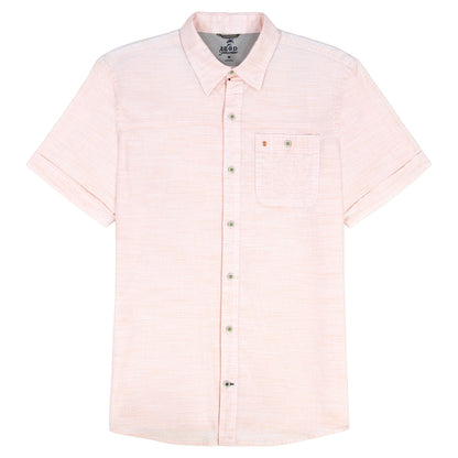 Izod BIG & TALL DOCKSIDE CHAMBRAY S/S BUTTON-DOWN SHIRT - PEACH COBBLER