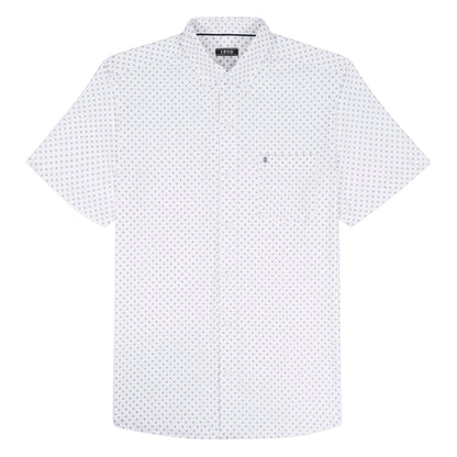 Izod BIG & TALL BREEZE S/S PRINTED BUTTON-DOWN SHIRT - BRIGHT WHITE