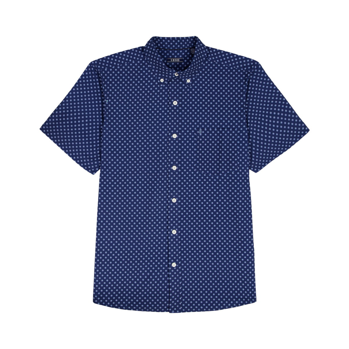 Izod BIG & TALL BREEZE S/S PRINTED BUTTON-DOWN SHIRT - TWILIGHT BLUE