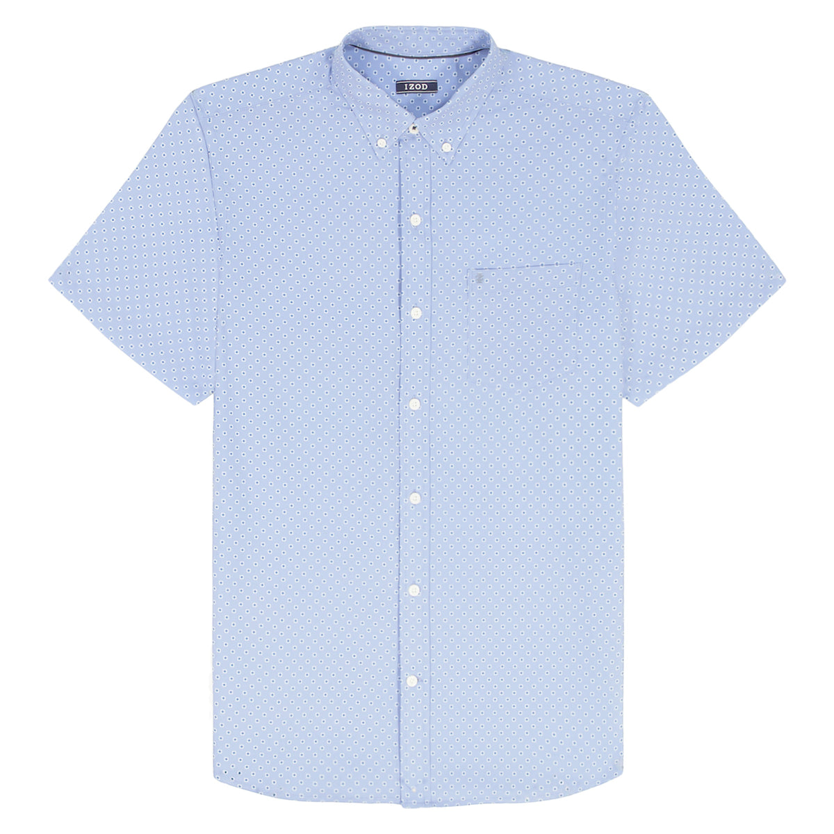 Izod BIG & TALL BREEZE S/S PRINTED BUTTON-DOWN SHIRT - CORNFLOWER BLUE